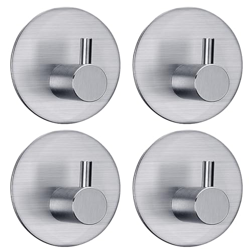 4x Handtuchhaken (selbstklebend) aus Edelstahl Silber – Selbstklebende Haken – Wandhaken – Handtuchhalter – Hängehaken für Küche oder Bad (Zubehör) von EAVY