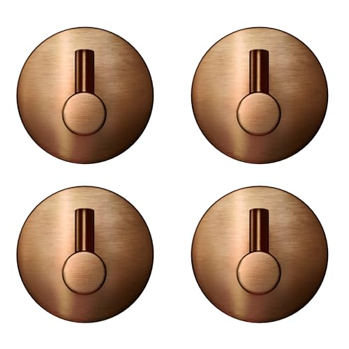 EAVY - 4er Set Selbstklebende Handtuchhaken Edelstahl - Handtuchhalter - Wandhaken - Klebehaken - Gebürstetes Kupfer von EAVY