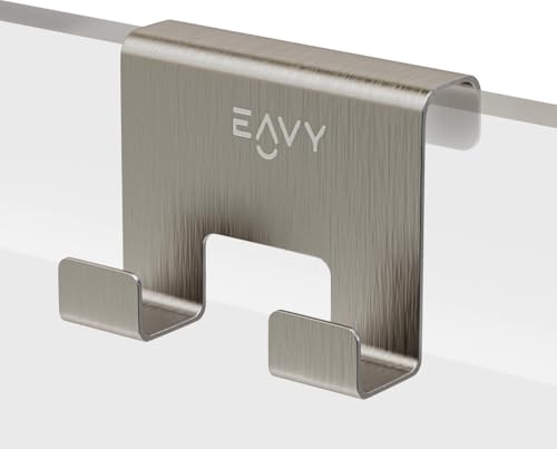 EAVY Edelstahl Duschhaken, Universal, Wandmontage, Modern, Mit Silikonstreifen, Geeignet für Glasscheiben 6-14mm, Für Handtücher und Zubehör von EAVY