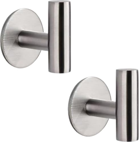 EAVY Edelstahl Handtuchhaken Selbstklebend 2er Set Silber Modern Industrial Design 50mm Durchmesser Universal für Bad und Küche von EAVY