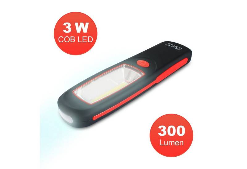 EAXUS Arbeitsleuchte Worklight Werkstattlampe Handleuchte, LED fest integriert, 2 Leuchtmodi, 360° Haken, Rutschfestes Gehäuse, Magnetisch von EAXUS