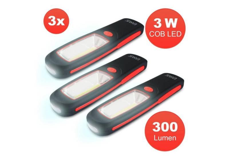 EAXUS Arbeitsleuchte Worklight Werkstattlampe Handleuchte, LED fest integriert, 2 Leuchtmodi, 360° Haken, Rutschfestes Gehäuse, Magnetisch von EAXUS