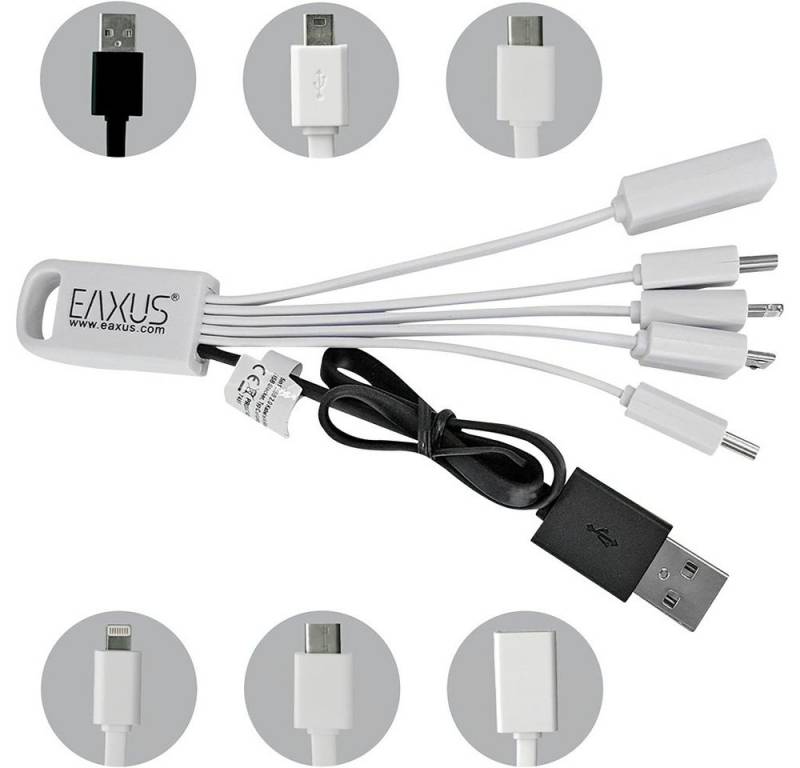 EAXUS Kfz-Relais Eaxus 5in1 USB 2.0 Ladekbael mit Mini, Micro USB Stecker, Typ C, 8-pin von EAXUS