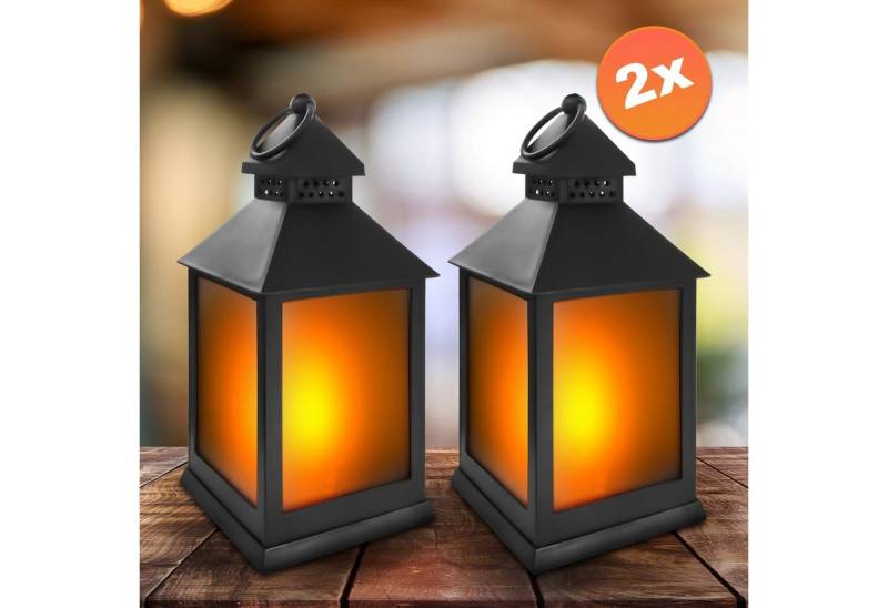 EAXUS LED Laterne Sturmlaterne mit Flammeneffekt Kerze - Wohnzimmer & Garten, Täuschend echter Flackereffekt, LED fest integriert, Warmweiß, Flackerndes Windlicht mit Milchglas-Optik von EAXUS