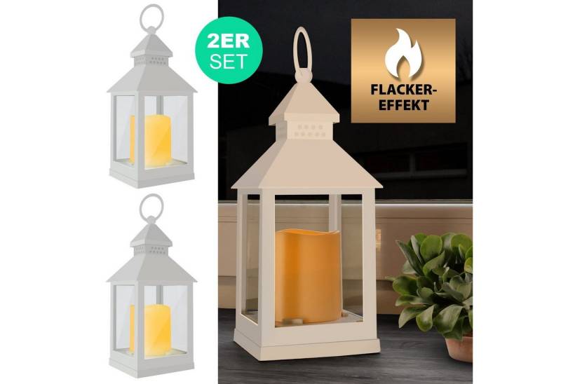 EAXUS LED Laterne Windlicht mit realistischem Flammeneffekt, LED fest integriert, warmweiß, 360° drehbarer Aufhängering, täuschend echte LED-Kerze von EAXUS