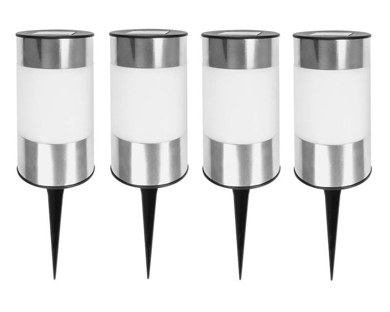 EAXUS LED Solarleuchte 4er Set SMD LED Garten Solar Leuchten Big Tube Solarlampe, LED fest integriert, Neutralweiß, mit Erdspieß und Dämmerungssensor von EAXUS