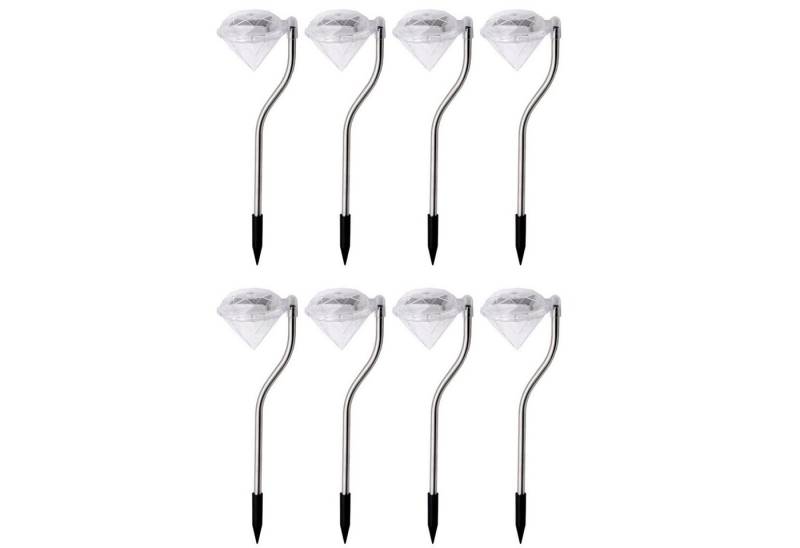 EAXUS LED Solarleuchte 8x LED Solar Gartenleuchte Solarlampe Garten Leuchte Solarlicht, LED fest integriert, Farbwechsler, Edelstahl, Diamant Optik, Farbwechsler von EAXUS