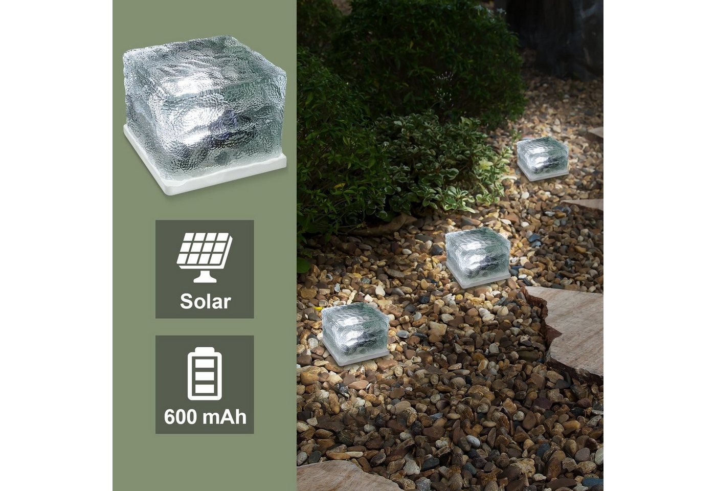 EAXUS LED Solarleuchte LED Eiswürfel Solar Cube Deko, LED fest integriert, Kaltweiß, Mit Dämmerungssensor, tolle Dekoration von EAXUS