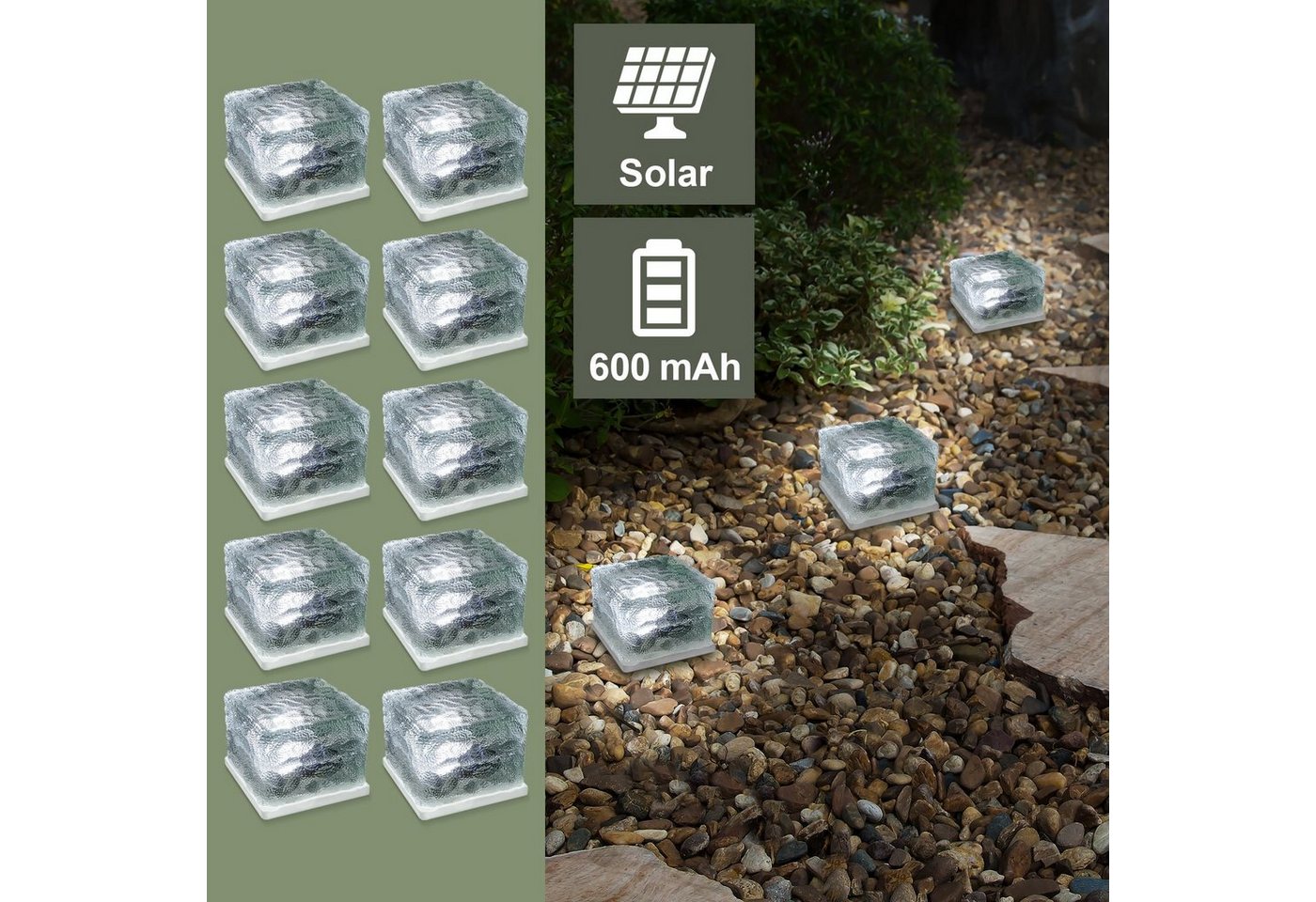 EAXUS LED Solarleuchte LED Eiswürfel Solar Cube Deko, LED fest integriert, Kaltweiß, Mit Dämmerungssensor, tolle Dekoration von EAXUS