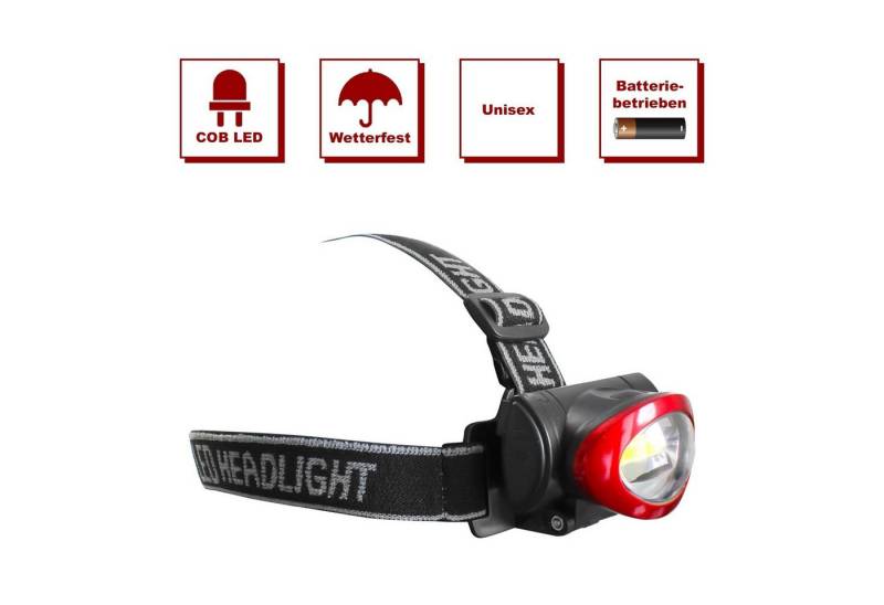EAXUS LED Stirnlampe Kopflampe Dimmbar, Neigbar und Größenverstellbar (1er/2er Set, 1-St), Kopfleuchte Spritzwassergeschützt, flexibles Kopfband von EAXUS