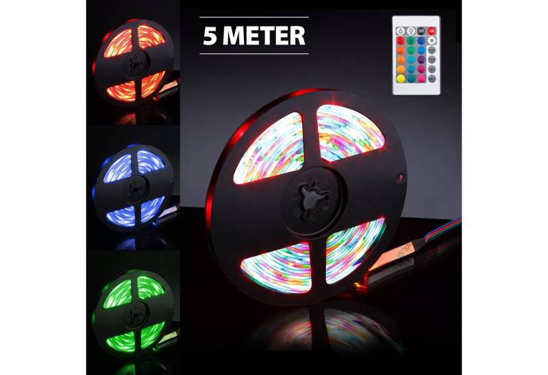 EAXUS LED Stripe - IP65 Wasserfeste LED Lichterkette. RGB Bunt, Licht Band, 4 Farbwechselprogramme, Dimmfunktion, Fernbedienung von EAXUS