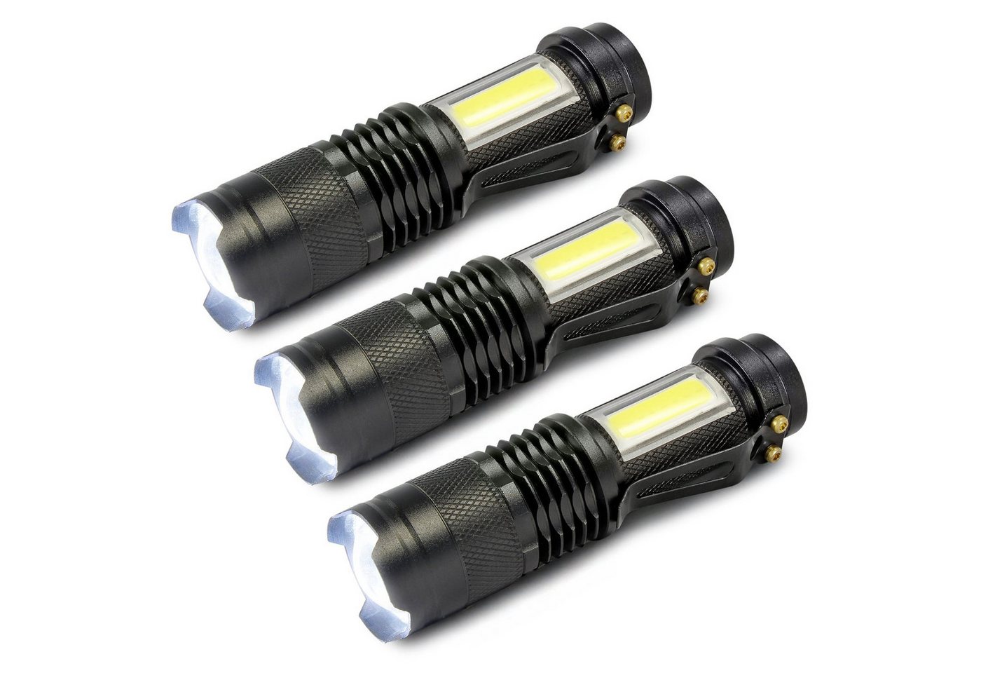 EAXUS LED Taschenlampe Glow-Max (3-St), mit 2 Lichtquellen und 3 Lichtmodi von EAXUS