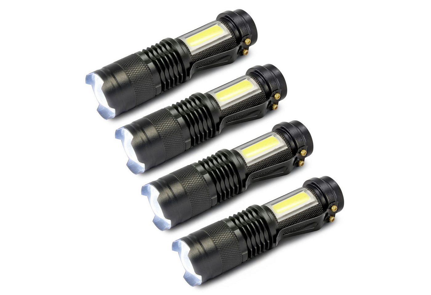 EAXUS LED Taschenlampe Glow-Max (4-St), mit 2 Lichtquellen und 3 Lichtmodi von EAXUS