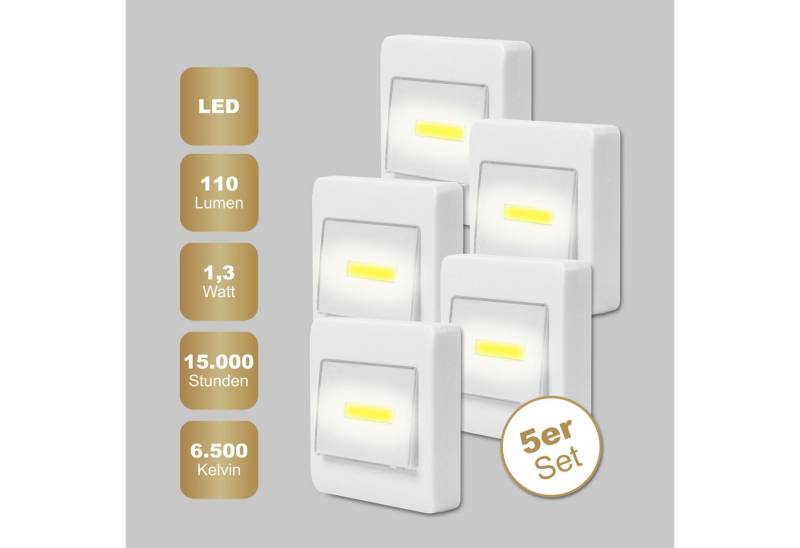 EAXUS LED Unterbauleuchte Unterschranklampe - Wandlampe Batteriebetrieben - Küchenleuchte, Selbstleuchtender Lichtschalter, LED fest integriert, 6.500 Kelvin (Neutralweiß), Schrankleuchte für Küche, Garage & Co. von EAXUS