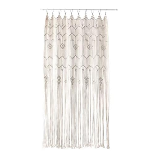 Makramee Vorhänge, Boho Macrame Wandbehang Tapisserie, Gewebt Tapisserie Tür Hängend, Makramee Wandteppich Tür Vorhänge Fenster Vorhang für Wohnzimmer Schlafzimmer Möbel Deko (B, Weiß, 85*200cm) von EAZHOP