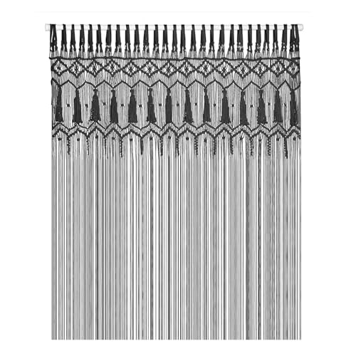 Makramee Vorhänge, Boho Macrame Wandbehang Tapisserie, Gewebt Tapisserie Tür Hängend, Makramee Wandteppich Tür Vorhänge Fenster Vorhang für Wohnzimmer Schlafzimmer Möbel Deko (D, Schwarz, 135*200cm) Makramee Vorhänge, Boho Macrame Wandbehang Tapisserie, Gewebt Tapisserie Tür Hängend, Makramee Wandteppich Tür Vorhänge Fenster Vorhang für Wohnzimmer Schlafzimmer Möbel Deko (D, Schwarz, 135*200cm) von EAZHOP