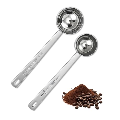 Messlöffel Kaffeelöffel Portionierer, 2 Stück Kaffeedosierlöffel Kaffee Kaffeelöffel Edelstahl 30ml+15ml mit Langem Griff, Metall Spoon Dosierlöffel Pulver Portionslöffel für Kaffee, Losen Tee, Gewürz Messlöffel Kaffeelöffel Portionierer, 2 Stück Kaffeedosierlöffel Kaffee Kaffeelöffel Edelstahl 30ml+15ml mit Langem Griff, Metall Spoon Dosierlöffel Pulver Portionslöffel für Kaffee, Losen Tee, Gewürz von EAZHOP