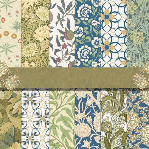 Scrapbook Papier Doppelseitiges Bastelpapier, 24 Blatt Vintage Kartenpapier Dekorpapier Block für DIY Kunsthandwerk Scrapbook Tagebuch Geschenkkarten (Grün, 11.8x11.8 inch) (A, 11.8*11.8 zoll) von EAZHOP