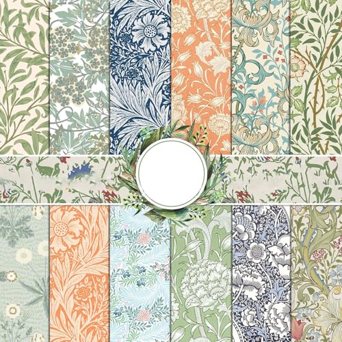 Scrapbook Papier Doppelseitiges Bastelpapier, 24 Blatt Vintage Kartenpapier Dekorpapier Block für DIY Kunsthandwerk Scrapbook Tagebuch Geschenkkarten (Grün, 11.8x11.8 inch) (B, 11.8*11.8 zoll) von EAZHOP