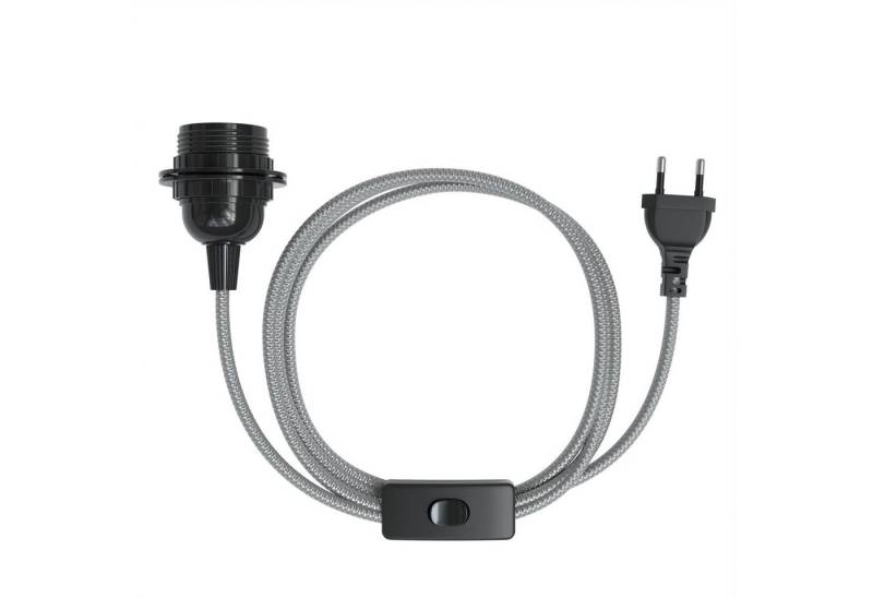 EAZY CASE Lampenfassung 3x E27 Lampensockel 5m Kabel & Schalter DIY Lampen, (1-St), E27 Lampenfassung Stecker Stoff Kabel 5 m Glühbirne Vintage Silber von EAZY CASE