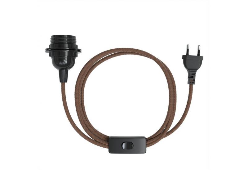 EAZY CASE Lampenfassung 3x E27 Lampensockel 5m Kabel & Schalter DIY Lampen, (1-St), Lampe E27 Konverter mit Stoffkabel Stecker Deko zum Aufhängen Braun von EAZY CASE