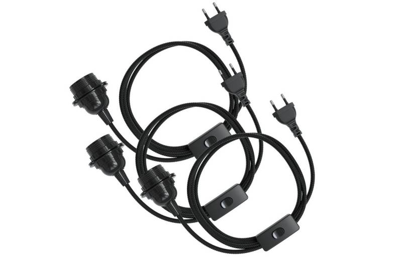 EAZY CASE Lampenfassung 3x E27 Lampensockel 5m Kabel & Schalter DIY Lampen, (3-St), E27 Fassung mit Schalter und dekoratives Lampenkabel DIY Lampe Schwarz von EAZY CASE