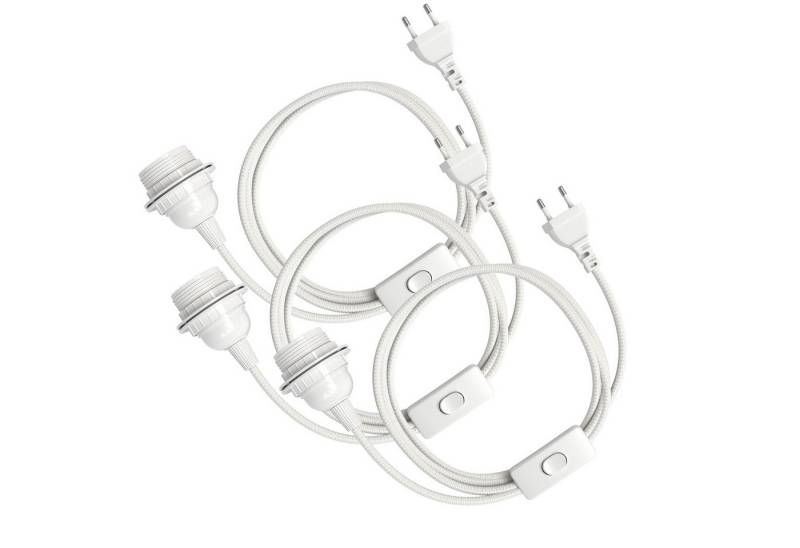 EAZY CASE Lampenfassung 3x E27 Lampensockel 5m Kabel & Schalter DIY Lampen, (3-St), E27 Sockel Schraubring für Lampenschirme Deko Lampe zum Aufhängen Weiß von EAZY CASE