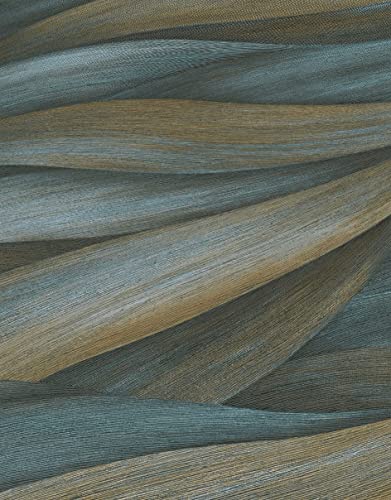 Vliestapete 10257-08 Casual Chic Wellen Muster Blau Dunkelgrün von EB-Erismann