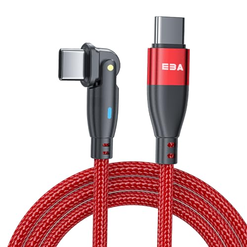 EBA Datenkabel USB-Typ-C + Typ-A 180° 3A 60W 1Meter, Laden und Datenübertragung mit Super schnelles aufladen Kabel kompatibel mit allem Typ-C Produkten, Super Schnellaufladen (Rot) von EBA