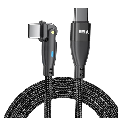 EBA Datenkabel USB-Typ-C 180° 3A 60W 1Meter, Laden und Datenübertragung mit Super schnelles aufladen Kabel kompatibel mit allem Typ-C Produkten, Super Schnellaufladen (Schwarz) von EBA