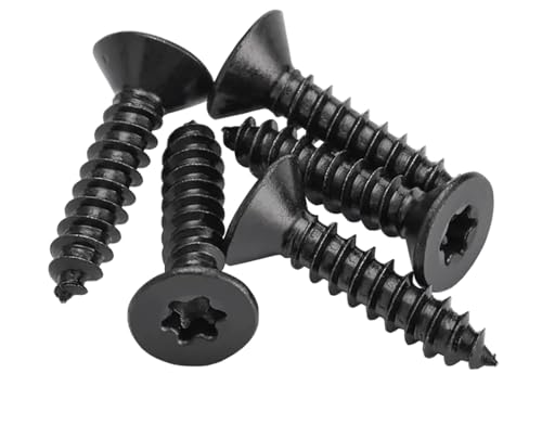M4×10mm Torx Senkkopf-Holzschrauben Schwarz Xylan beschichtete selbstschneidende Schrauben aus Edelstahl 304 für Holz Vollgewinde Holzbearbeitungsbefestigung(100 Stück) von EBAIJQUO
