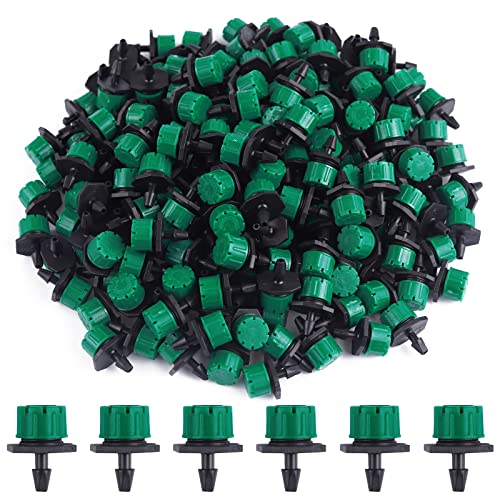 EBANKU 200 Stueck Einstellbare Bewaesserung Sprinkler, Einstellbare Micro Drip BewäSserungssprinkler BewäSserungstropfer Sprinkler, Emitter Tropfsystem FüR Blumenbeete, GemüSegäRten (Dunkelgrün) von EBANKU