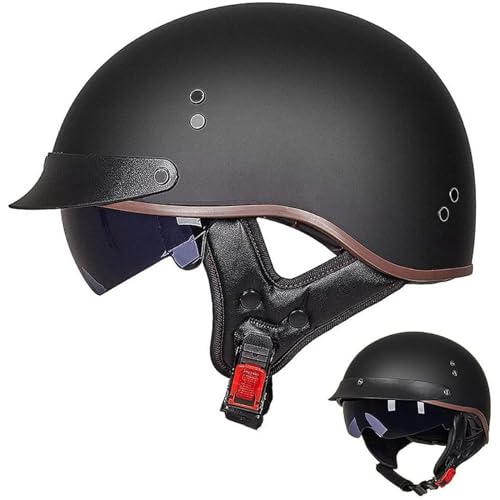 EBAYIN Retro Motorradhalbhelm Brain Cap Bobber Helm Vintage Jethelm Halbschalenhelm DOT ECE zugelassen Cruiser Chopper Roller Mopedhelme Herren und Damen Halbhelm,I-M（57-58cm） von EBAYIN