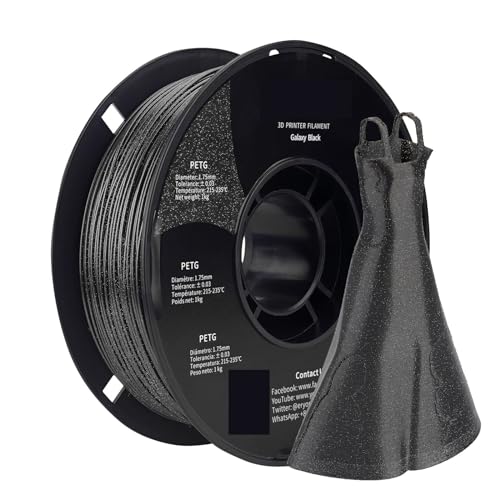 3D-Druckerzubehör PETG-Glitzer-3D-Filament for FDM-3D-Drucker, glitzerndes Material, 1 kg, Durchmesser 1,75 mm(Black Glitter) von EBAYTV