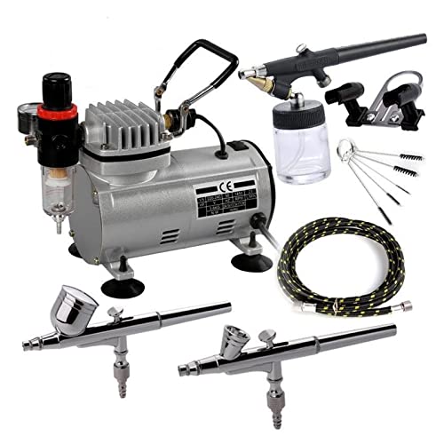 AC-18 Professionelles Luftkompressor-Set, elektrische Spritzpistole, Hobby-Farbsprühset, Nail Art Sprayer mit geflochtenem Luftschlauch von EBAYTV