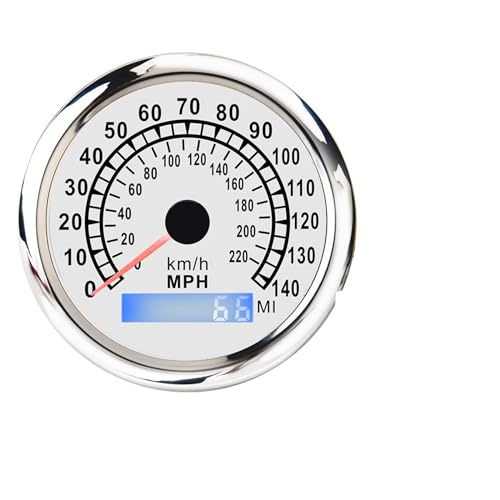 Autodrehzahlmesser, 0-220KMH 0-140MPH GPS Tacho Auto Motorrad Universal 85MM Gauge Kilometerzähler Mit GPS Antenne 9-32V for Marine Boot Lkw(WW) von EBAYTV
