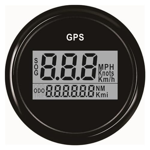 Autodrehzahlmesser, 52mm Digitaler Auto-Tachometer GPS-Kilometerzähler LCD-Display Meile pro Stunde Knotenmessgerät for Boot mit Hintergrundbeleuchtung 12 V 24 V(BN-52mm) von EBAYTV