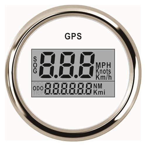 Autodrehzahlmesser, 52mm Digitaler Auto-Tachometer GPS-Kilometerzähler LCD-Display Meile pro Stunde Knotenmessgerät for Boot mit Hintergrundbeleuchtung 12 V 24 V(WS-52mm) von EBAYTV