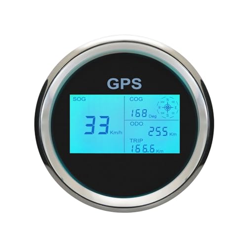 Autodrehzahlmesser, 7 Hintergrundbeleuchtung 85 mm Boot Auto Digitaler GPS-Tachometer LCD-Geschwindigkeitsmesser Kilometerzähler Kurs mit GPS-Antenne(BS) von EBAYTV