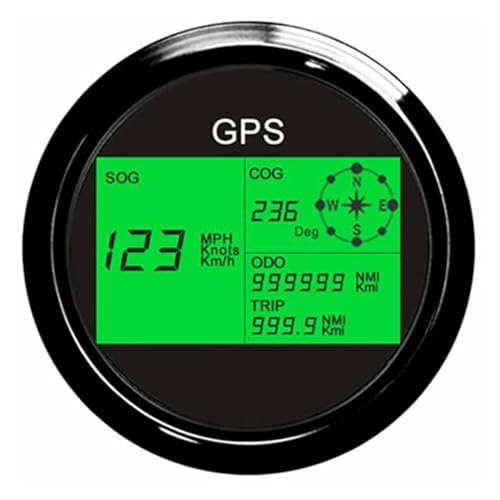 Autodrehzahlmesser, 85 mm wasserdichter digitaler GPS-Tachometer mit 7-Farben-Hintergrundbeleuchtung for Auto-Bootsanzeige + Übergeschwindigkeits-Summeralarm und Reise-COG(Noir) von EBAYTV