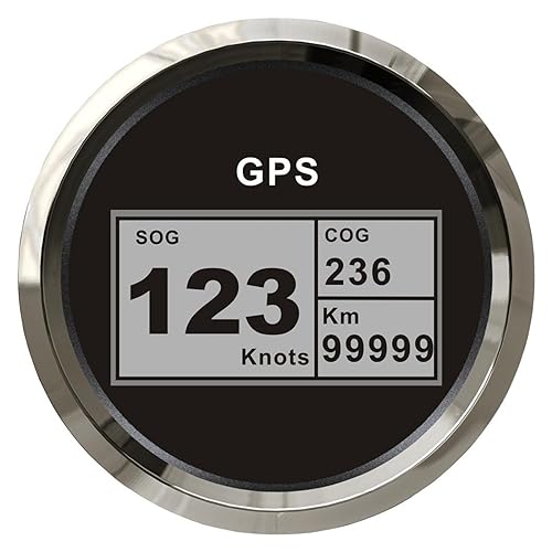 Autodrehzahlmesser, 85mm Boot Auto GPS Tachometer Digital LCD Geschwindigkeitsmesser Tageskilometerzähler Kurs mit GPS-Antenne 12V 24V Rot/Gelb Hintergrundbeleuchtung(BS) von EBAYTV