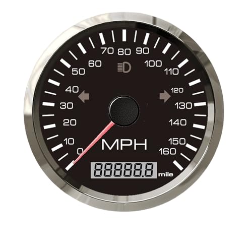 Autodrehzahlmesser, 85mm Boot GPS Tacho 0-160MPH Mit Drehen Licht for Marine Auto Motorrad Wasserdicht Geschwindigkeit Meter Kilometerzähler edelstahl 9-32V(160M BS) von EBAYTV