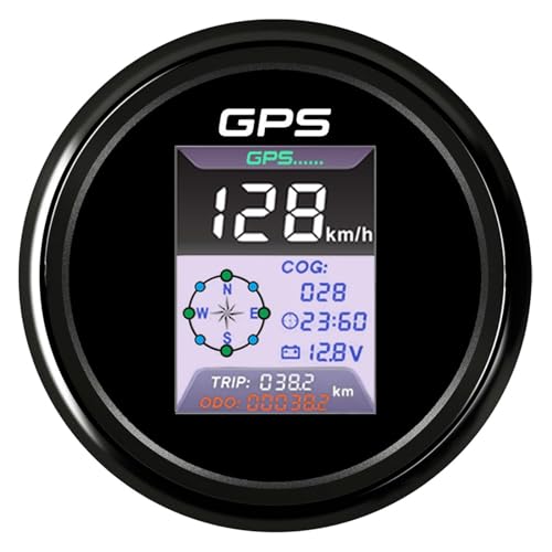 Autodrehzahlmesser, HD 85 mm 3-in-1-Multifunktionsanzeige 0–999 km/h MPH-Knoten GPS-Tachometer mit 24-Stunden-Uhr-Voltmeter for Auto-Bootsschiffe 9–32 V(BN) von EBAYTV