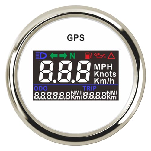 Autodrehzahlmesser, Marine 52 mm digitaler GPS-Tachometer KNOTS MPH KM/H einstellbar mit GPS-Antenne und Alarmanzeigeleuchte for Van Truck(WS) von EBAYTV