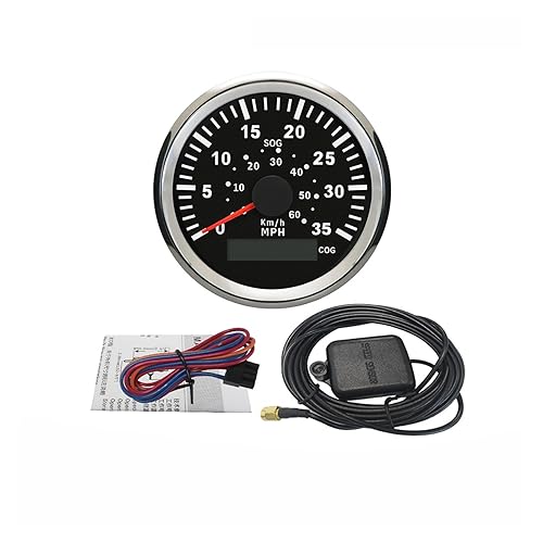 Autodrehzahlmesser, Universeller 85-mm-Auto-Marine-GPS-Tachometer 0-35 MPH 0-80 MPH Geschwindigkeitsmesser 9-32 V mit roter Hintergrundbeleuchtung(35MPH BS) von EBAYTV
