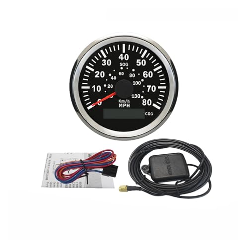 Autodrehzahlmesser, Universeller 85-mm-Auto-Marine-GPS-Tachometer 0-35 MPH 0-80 MPH Geschwindigkeitsmesser 9-32 V mit roter Hintergrundbeleuchtung(80MPH BS) von EBAYTV