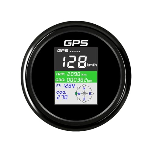 Autodrehzahlmesser, Wasserdichter 85-mm-Digital-GPS-Tachometer-Kilometerzähler 0-999999 Einstellbarer Tageskilometerzähler COG Km/h MPH Knoten Voltmeter mit GPS-Antenne(BN) von EBAYTV