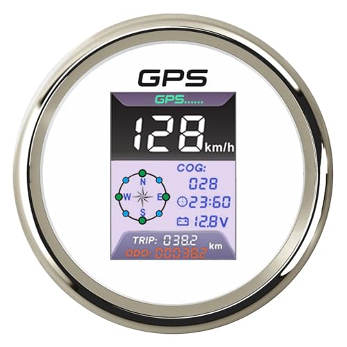 Autodrehzahlmesser, Wasserdichter Marine-Auto-85-mm-3-in-1-Multifunktionsmesser, GPS-Tachometer mit Uhr, Voltmeter und Alarm, 9–32 V(WS) von EBAYTV