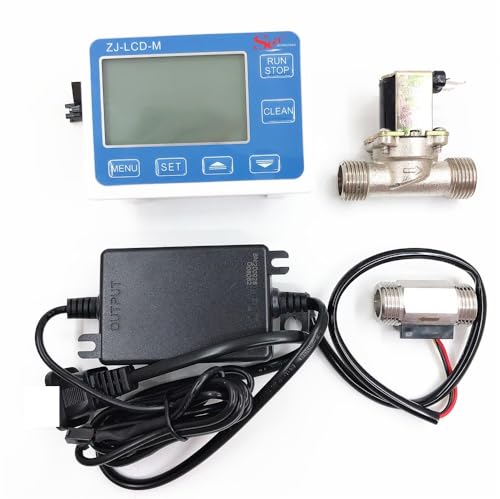 Durchflussmesser, Quantitativer Regler ZJ-LCD-M Messgerät + 1/2" Durchflusssensor + Ventil + Stromversorgung for die Messung von Wasserflüssigkeiten(With NTC) von EBAYTV