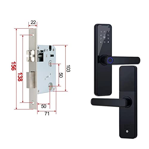 EBAYTV Türschlösser, Biometrisches Fingerabdruck-Türschloss, schwarzes Smart Lock, Tuya-App, Passwort for Entsperren, schlüsselloses Schloss, elektronisches Türschloss(156x22(5050)) von EBAYTV